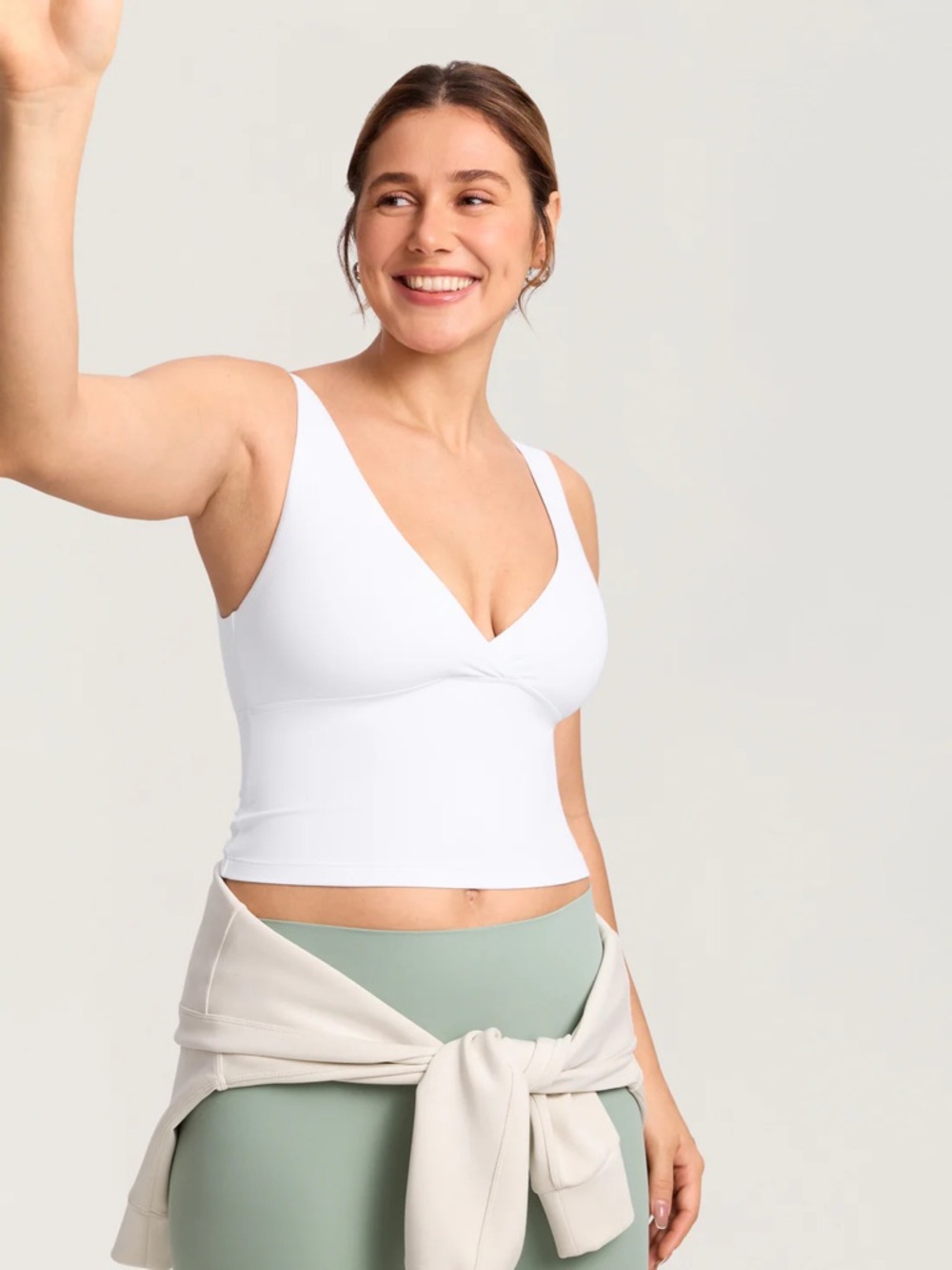 Momanda Crossover Nursing Tank Top - White - Picture 4 of 5